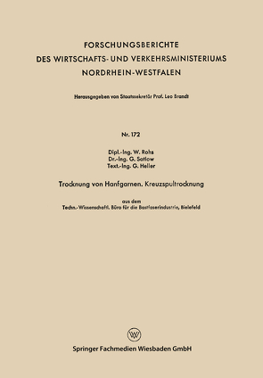 Trocknung von Hanfgarnen. Kreuzspultrocknung von Rohs,  Waldemar