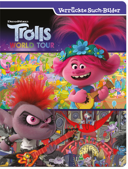 Trolls World Tour- Verrückte Suchbilder – Wimmelbuch mit tollen Lernspielen und Aufgaben – Pappbilderbuch mit 18 Seiten für Kinder ab 18 Monaten