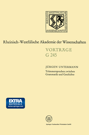 Trümmersprachen zwischen Grammatik und Geschichte von Untermann,  Jürgen