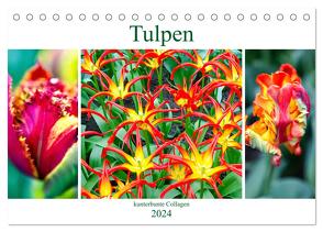 Tulpen – kunterbunte Collagen (Tischkalender 2024 DIN A5 quer), CALVENDO Monatskalender von Schwarze,  Nina