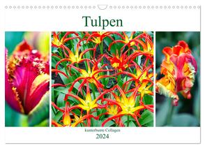 Tulpen – kunterbunte Collagen (Wandkalender 2024 DIN A3 quer), CALVENDO Monatskalender von Schwarze,  Nina