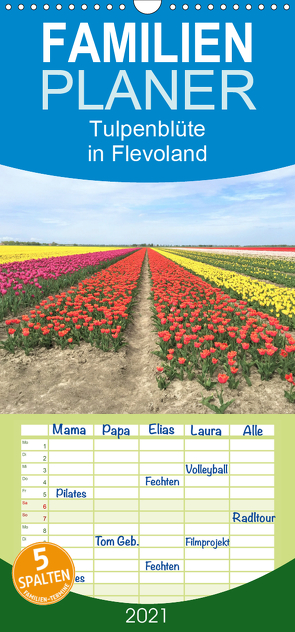 Tulpenblüte in Flevoland – Familienplaner hoch (Wandkalender 2021 , 21 cm x 45 cm, hoch) von Konkel,  Christine