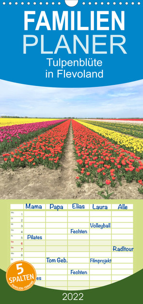 Familienplaner Tulpenblüte in Flevoland (Wandkalender 2022 , 21 cm x 45 cm, hoch) von Konkel,  Christine