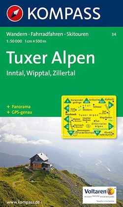 KOMPASS Wanderkarte Tuxer Alpen, Inntal, Wipptal, Zillertal von KOMPASS-Karten GmbH