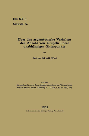 Über das asymptotische Verhalten der Anzahl von k-tupeln linear unabhängiger Gitterpunkte von Schwald,  Andreas