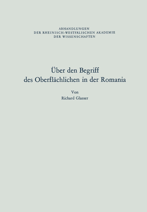 Über den Begriff des Oberflächlichen in der Romania von Glasser,  Richard