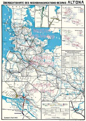 Übersichtskarte des Reichsbahn – Direktionsbezirks Hamburg Altona 1931 von Heller,  M.