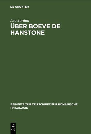 Über Boeve de Hanstone von Jordan,  Leo