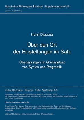 Über den Ort der Einstellungen im Satz von Dippong,  Horst