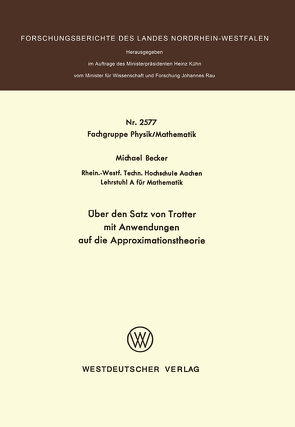 Über den Satz von Trotter mit Anwendungen auf die Approximationstheorie von Becker,  Michael