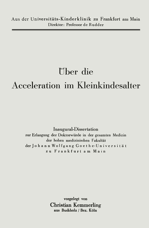 Über die Acceleration im Kleinkindesalter von Kemmerling,  Christian