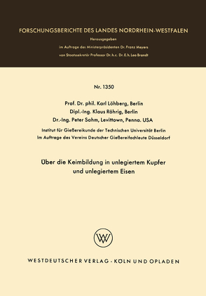 Über die Keimbildung in unlegiertem Kupfer und unlegiertem Eisen von Löhberg,  Karl