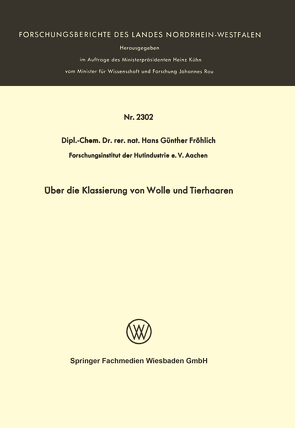 Über die Klassierung von Wolle und Tierhaaren von Fröhlich,  Hans Günther