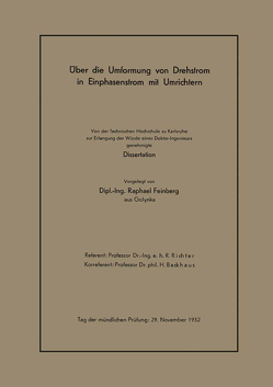 Über die Umformung von Drehstrom in Einphasenstrom mit Umrichtern von Feinberg,  Raphael