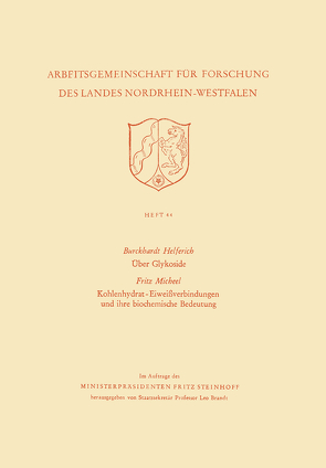 Über Glykoside. Kohlenhydrat-Eiweißverbindungen und ihre biochemische Bedeutung von Helferich,  Burckhardt