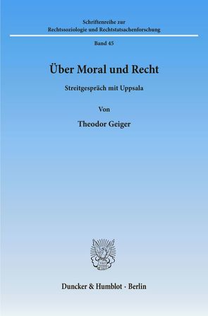 Über Moral und Recht. von Geiger,  Theodor