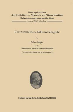 Über verschiedene Differentenbegriffe von Berger,  Robert