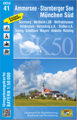 UK50-41 Ammersee, Starnberger See, München-Süd von Landesamt für Digitalisierung,  Breitband und Vermessung,  Bayern