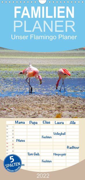 Unser Flamingo Planer – Familienplaner (Wandkalender 2022 , 21 cm x 45 cm, hoch) von Marlena Büchler,  Piera