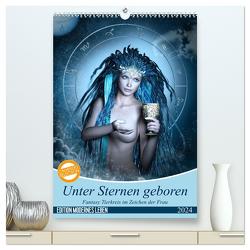 Unter Sternen geboren – Fantasy Tierkreis im Zeichen der Frau (hochwertiger Premium Wandkalender 2024 DIN A2 hoch), Kunstdruck in Hochglanz von Glodde,  Britta