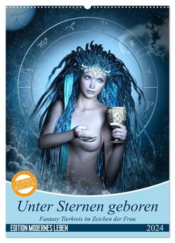 Unter Sternen geboren – Fantasy Tierkreis im Zeichen der Frau (Wandkalender 2024 DIN A2 hoch), CALVENDO Monatskalender von Glodde,  Britta