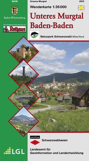 Wanderkarte 1:35000 Unteres Murgtal Baden-Baden von Landesamt für Geoinformation und Landentwicklung Baden-Württemberg (LGL)