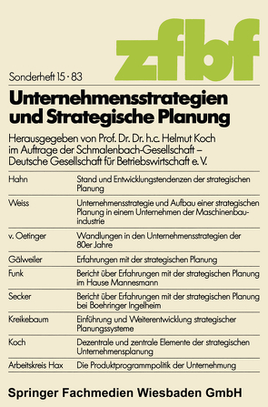 Unternehmensstrategien und strategische Planung von Koch,  Helmut