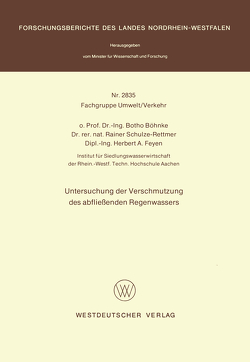 Untersuchung der Verschmutzung des abfließenden Regenwassers von Böhnke,  Botho