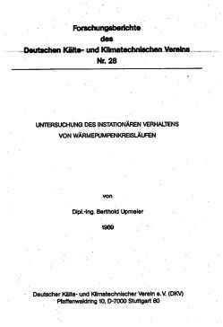 Untersuchung des instationären Verhaltens von Wärmepumpenkreisläufen von Upmeier,  Berthold