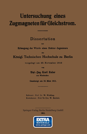 Untersuchung eines Zugmagneten für Gleichstrom von Euler,  Karl