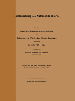 Untersuchung von Automobilkühlern von Doblhoff,  Walter Freiherr von