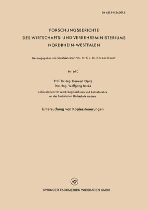 Untersuchung von Kopiersteuerungen von Opitz,  Herwart