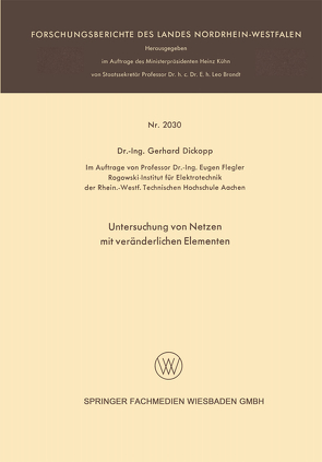 Untersuchung von Netzen mit veränderlichen Elementen von Dickopp,  Gerhard