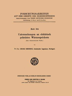 Untersuchungen an elektrisch geheizten Wärmespeichern von Herberg,  Georg