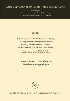 Untersuchungen an Modellen von Innenbeleuchtungsanlagen von Wiechowski,  Witold