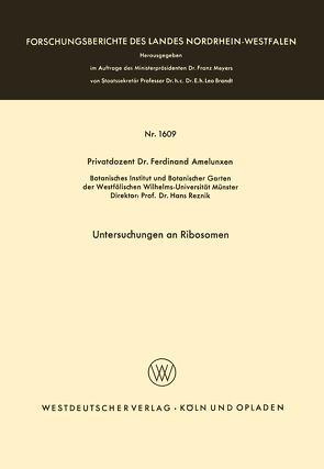 Untersuchungen an Ribosomen von Amelunxen,  Ferdinand