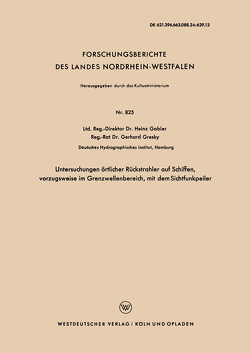 Untersuchungen örtlicher Rückstrahler auf Schiffen, vorzugsweise im Grenzwellenbereich, mit dem Sichtfunkpeiler von Gabler,  Heinz