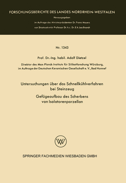 Untersuchungen über das Schnellkühlverfahren bei Steinzeug von Dietzel,  Adolf