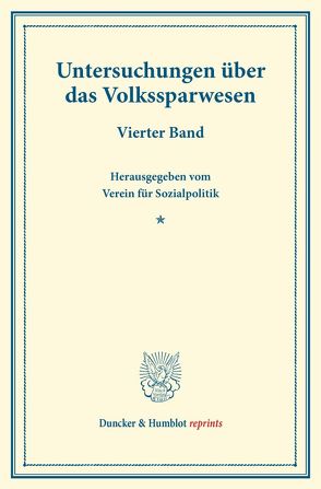 Untersuchungen über das Volkssparwesen.