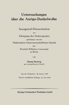 Untersuchungen über die Auriga-Dunkelwolke von Hartwig,  Georg