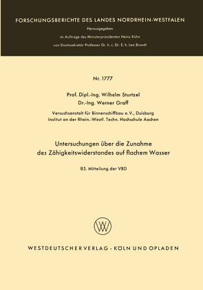 Untersuchungen über die Zunahme des Zähigkeitswiderstandes auf flachem Wasser von Sturtzel,  Wilhelm