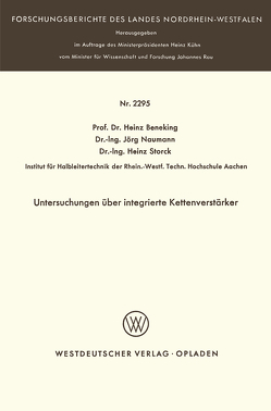 Untersuchungen über integrierte Kettenverstärker von Beneking,  Heinz