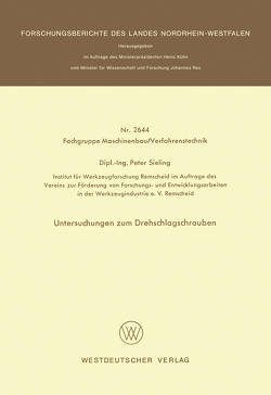 Untersuchungen zum Drehschlagschrauben von Sieling,  Peter