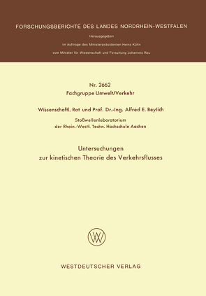 Untersuchungen zur kinetischen Theorie des Verkehrsflusses von Beylich,  Alfred E.