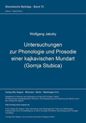 Untersuchungen zur Phonologie und Prosodie einer kajkavischen Mundart (Gornja Stubica) von Jakoby,  Wolfgang