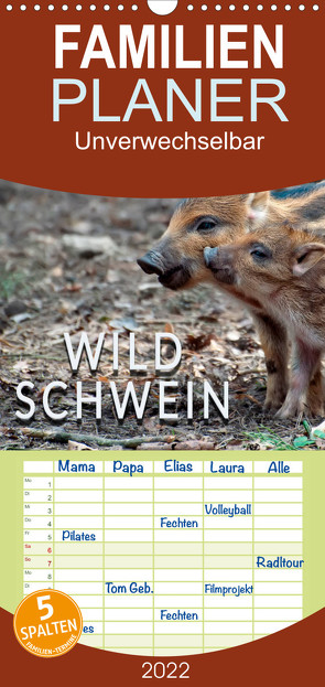 Unverwechselbar – Wildschwein – Familienplaner hoch (Wandkalender 2022 , 21 cm x 45 cm, hoch) von Roder,  Peter