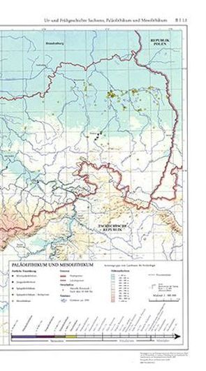 Ur- und Frühgeschichte Sachsens 1:400 000 (5 Kartenblätter) mit Beiheft (B I 1.1 – B I 1.5)