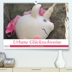 Urbane Glücksschweine – Jeder braucht Liebe (Premium, hochwertiger DIN A2 Wandkalender 2022, Kunstdruck in Hochglanz) von piepenbrinck/steckandose,  zwayne/love