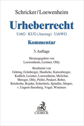 Urheberrecht von Götting,  Horst-Peter, Grünberger,  Michael, Haedicke,  Maximilian, Katzenberger,  Paul, Kudlich,  Hans, Leistner,  Matthias, Loewenheim,  Ulrich, Melichar,  Ferdinand, Metzger,  Axel, Ohly,  Ansgar, Peifer,  Karl-Nikolaus, Peukert,  Alexander, Reber,  Nikolaus, Reinbothe,  Jörg, Rojahn,  Sabine, Schierholz,  Anke, Schricker,  Gerhard, Spindler,  Gerald, Stieper,  Malte, Ungern-Sternberg,  Joachim von, Vogel,  Martin, Wimmers,  Jörg