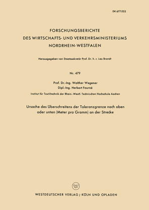 Ursache des Überschreitens der Toleranzgrenze nach oben oder unten (Meter pro Gramm) an der Strecke von Wegener,  Walther